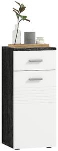 Mobile Bagno 35x30x77,5cm con Cassetto e Armadietto in Legno Bianco e Nero