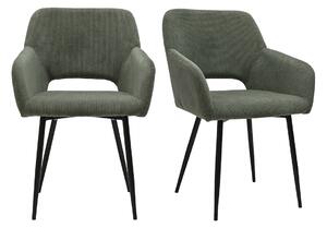 Sedie in velluto a coste cachi e metallo nero (set di 2) LAURETTE