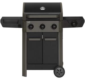 Barbecue a gas a 3 fuochi con fornello laterale, area di cottura 60x42 cm