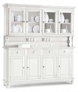 CHELSEY - credenza con vetrina in legno massello cm 196 x 43 x 218 h