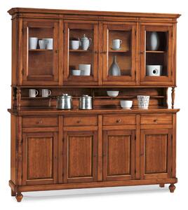 CHELSEY - credenza con vetrina in legno massello cm 196 x 43 x 218 h