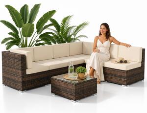 Mucola set da salotto in polyrattan mobili da giardino mobili in rattan set da giardino divano set da pranzo set da giardino - marrone