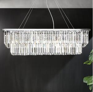 Ondaluce - Lampadario in cristallo sospeso con cavo DAIQUIRI 8xE14/10W/230V finitura cromo lucido