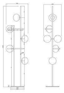 Ondaluce - Lampada da terra JEWEL 6xE14/10W/230V 166 cm nero/nero fumé
