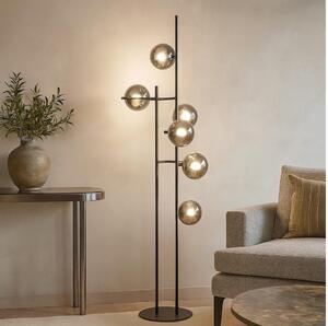 Ondaluce - Lampada da terra JEWEL 6xE14/10W/230V 166 cm nero/nero fumé