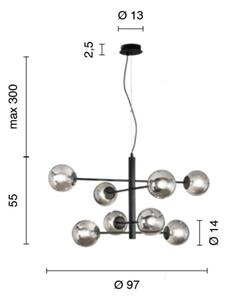 Ondaluce - Lampadario sospeso con cavo ELISEO 8xE14/10W/230V, diam. 97 cm, oro/beige fumé