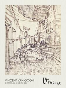 Riproduzione Caf Terrace at Night Sketch 1888