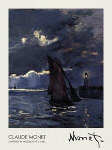 Riproduzione A Seascape Shipping by Moonlight 1864, Claude Monet