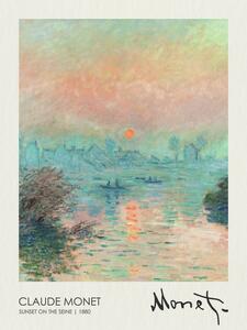 Riproduzione Sunset on the Seine at Lavacourt 1880, Claude Monet