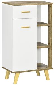 Kleankin Mobile Bagno Moderno con Armadietto ,Mobile con Multiuso Cassetto e Ripiani in Legno, 50x30x89cm, Bianco|Aosom Italy