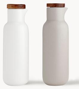Set dispenser aceto e olio in porcellana e legno di acacia Essentials 2 pz