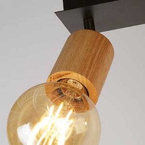 Searchlight Faretto da soffitto Spinny, a 4 luci, in legno di gomma, lunghezza 90 cm