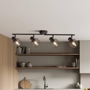 Searchlight Faretto da soffitto Meshy, nero, metallo, a 4 luci, E14, 79 cm