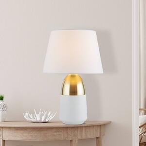 Searchlight Lampada da tavolo touch, ottone/bianco, tessuto, touch dimmer, 28 cm