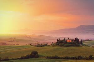 Fotografia Farm in Tuscany at dawn, mammuth