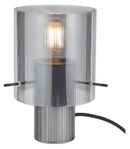 Brilliant Lampada da tavolo Riffelini, altezza 22 cm, grigio fumo, vetro