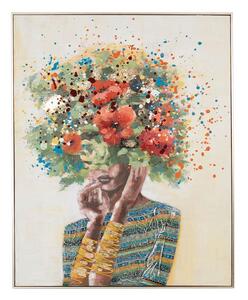 Quadro donna in fiore con cornice 80x100cm L'Oca Nera