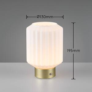 Reality Leuchten Lampada LED da tavolo Lord, ottone/opal, altezza 19,5 cm, vetro