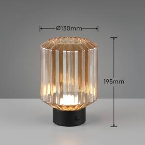 Reality Leuchten Lampada LED da tavolo Lord, nero/ambra, altezza 19,5 cm, vetro