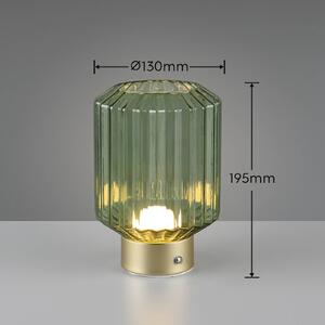 Reality Leuchten Lord Lampada LED da tavolo ricaricabile, ottone/verde, altezza 19,5 cm