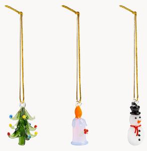 Set di 3 addobbi natalizi in vetro borosilicato fatti a mano Merry