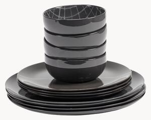 Servizio di stoviglie in porcellana con smalto reattivo Zuma, 4 persone (12 pz)
