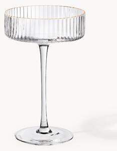 Set di 4 coppe da champagne in vetro soffiato con bordo dorato Aleo