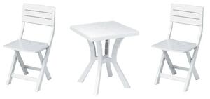 Set da giardino composto di tavolo con 2 sedie bianco