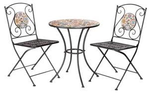 Set da giardino con tavolo in mosaico e 2 sedie floreali