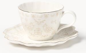 Set di 4 tazze da caffè natalizie con piattino Lumos