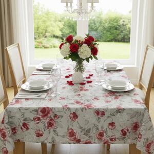 Tovaglia di cotone rose su beige
