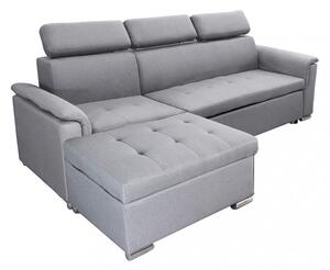 Divano Letto Derrick 234x148x84 cm in Tessuto Grigio chiaro