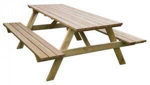 Tavolo da pic nic rettangolare in legno impregnato, cm 200 x 148 x 70 h