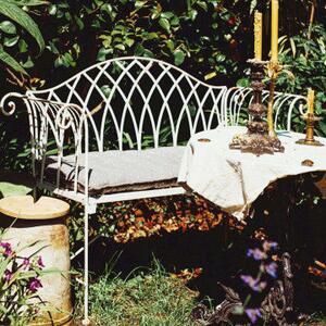 Panca da giardino Annette in acciaio verniciato a polvere bianco antico - Dimensioni: cm 128 x 40 x 93 h
