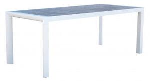 Tavolo Carson 195 x 90 - Struttura in alluminio con piano in ceramica effetto legno, Bianco