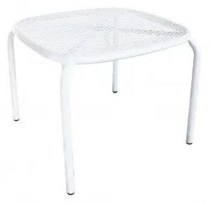 Tavolino Midway: Tavolino da giardino in acciaio bianco, grigio o taupe - 43,5 cm x 41 cm x 41 cm, Bianco