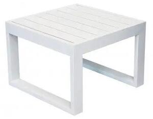 Tavolino quadrato Cuba 45 x 45 con struttura in alluminio verniciato, Bianco