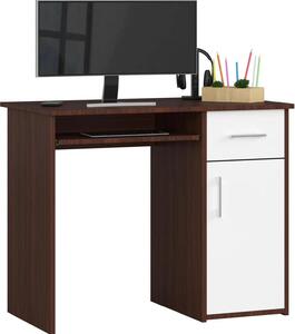 Scrivania Wenge e Bianca 90 cm con Cassetto e Mensola Estraibile per Casa e Ufficio