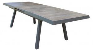 Tavolo Seattle 205/265 X 105 con Struttura in Alluminio e Piano in Ceramica effetto legno, Taupe