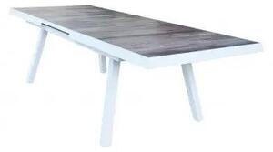 Tavolo Seattle 205/265 X 105 con Struttura in Alluminio e Piano in Ceramica effetto legno, Bianco