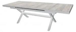 Tavolo Djerba 200/260 X 100 - Struttura in alluminio e Piano in Ceramica effetto legno, Bianco