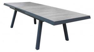 Tavolo Seattle 205/265 X 105 con Struttura in Alluminio e Piano in Ceramica effetto legno, Antracite
