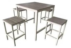 Completo bar Sirio - struttura in alluminio, piano del tavolo e seduta sgabello in polywood, Tortora