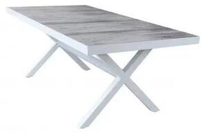 Tavolo Mackay 200 x 100 - struttura in alluminio, piano in ceramica effetto legno, Bianco