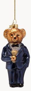 Addobbo di Natale in vetro soffiato Bear Blue in Clothes