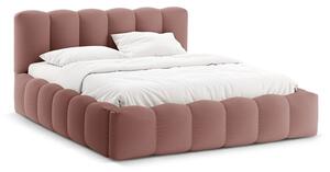 Letto matrimoniale imbottito rosa con contenitore con rete inclusa 160x200 cm Lupine – Micadoni