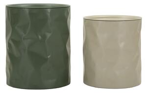Tavolinetti Norimberga Coppia Ø39,5x48 cm in Metallo Bianco e Verde