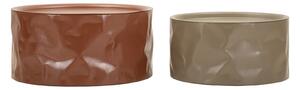 Tavolini da Caffè Norimberga Coppia Ø62x30 cm in Metallo Rosso e Bianco