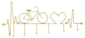 Appendiabiti da Muro Bicicletta Oro 59x3,2x26,5 cm in Metallo Oro