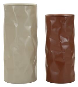 Tavolinetti Norimberga Coppia Ø30x70 cm in Metallo Rosso e Bianco